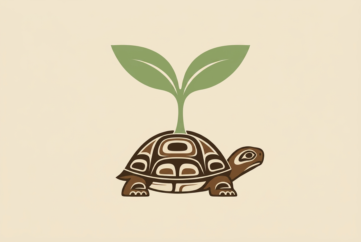 Plant Family App logo — a turtle with a sprout growing from its shell.